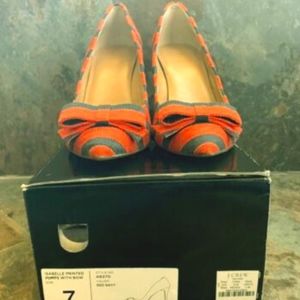 J. Crew Factory Isabelle Pumps w/Bow Red and Navy